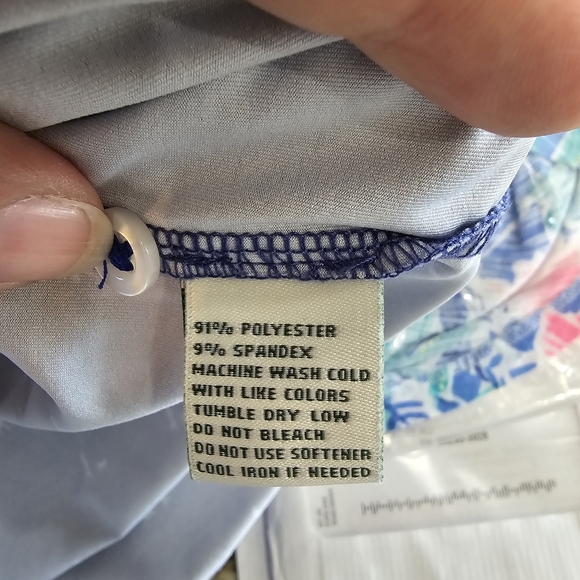 Lilly Pulitzer Etta V Neck Top Jet Stream Blue Pink Size XXSMALL Cotton Beach - Picture 6 of 6